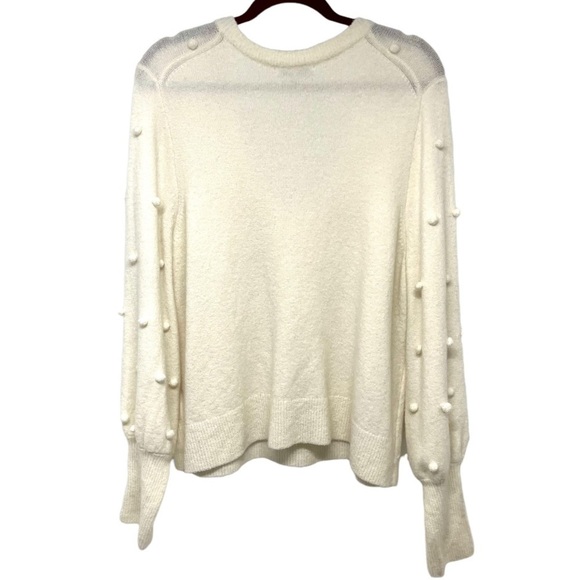 Madewell Dashwood Ivory Bobble V Neck Puff Sleeve Wool Blend Sweater - Picture 11 of 13